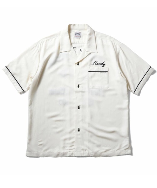 HOUSTON（ヒューストン）の「［HOUSTON ヒューストン］CAR EMB RAYON BOWLING /S SHIRT カー ロゴ チェーン刺繍 ボウリングシャツ 半袖 / オープンカラーシャツ / 開襟シャツ（シャツ/ブラウス・メンズ・マスタード/オフホワイト/ブラック・M/XL/L）」の7枚目の写真