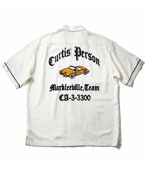 HOUSTON（ヒューストン）の「［HOUSTON ヒューストン］CAR EMB RAYON BOWLING /S SHIRT カー ロゴ チェーン刺繍 ボウリングシャツ 半袖 / オープンカラーシャツ / 開襟シャツ（シャツ/ブラウス・メンズ・マスタード/オフホワイト/ブラック・M/XL/L）」の8枚目の写真