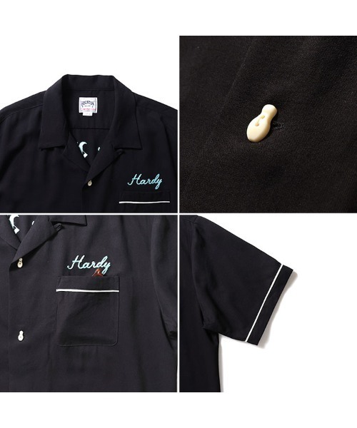 HOUSTON（ヒューストン）の「［HOUSTON ヒューストン］CAR EMB RAYON BOWLING /S SHIRT カー ロゴ チェーン刺繍 ボウリングシャツ 半袖 / オープンカラーシャツ / 開襟シャツ（シャツ/ブラウス・メンズ・マスタード/オフホワイト/ブラック・M/XL/L）」の5枚目の写真