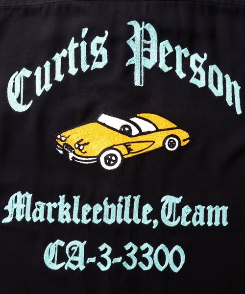 HOUSTON（ヒューストン）の「［HOUSTON ヒューストン］CAR EMB RAYON BOWLING /S SHIRT カー ロゴ チェーン刺繍 ボウリングシャツ 半袖 / オープンカラーシャツ / 開襟シャツ（シャツ/ブラウス・メンズ・マスタード/オフホワイト/ブラック・M/XL/L）」の6枚目の写真