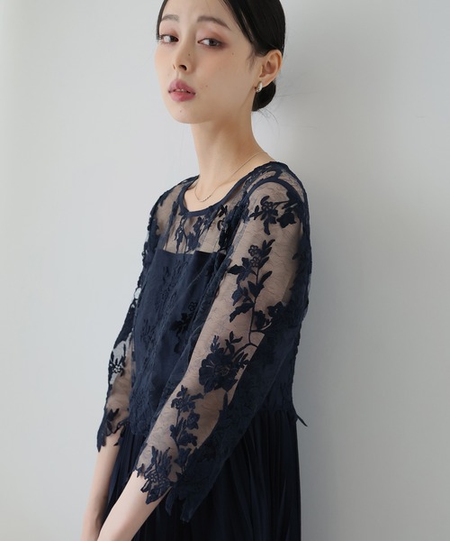 Doula Doula（ドゥーラドゥーラ）の「レース切り替えロングプリーツワンピース ドレス（ワンピース・レディース・ライトグレー/ダークグレー/モカ/パープル/ネイビー・M/L）」の16枚目の写真