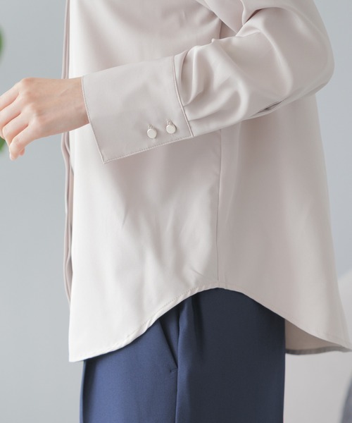 festinalente（フェスティナレンテ）の「スナップボタン レギュラーカラー 長袖シャツ（シャツ/ブラウス・レディース・ブラック/ベージュ/ホワイト・LL/L/M/S）」の13枚目の写真