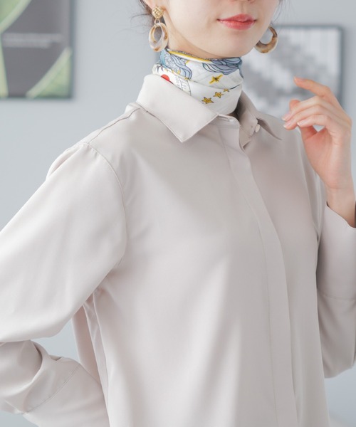 festinalente（フェスティナレンテ）の「スナップボタン レギュラーカラー 長袖シャツ（シャツ/ブラウス・レディース・ブラック/ベージュ/ホワイト・LL/L/M/S）」の19枚目の写真