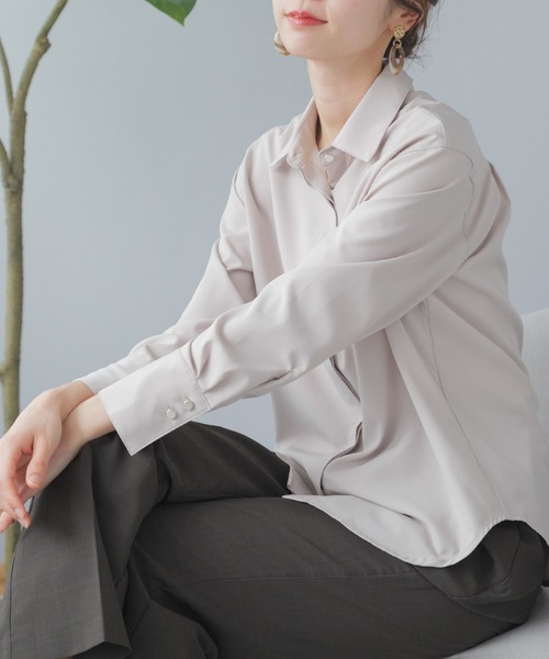 festinalente（フェスティナレンテ）の「スナップボタン レギュラーカラー 長袖シャツ（シャツ/ブラウス・レディース・ブラック/ベージュ/ホワイト・LL/L/M/S）」の22枚目の写真