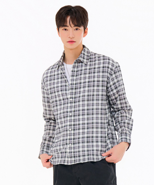 CHASECULT（チェイスカルト）の「男性ライトコットンチェックシャツ-FBRK5422C03（シャツ/ブラウス・メンズ・ブラック・100/105/95）」の3枚目の写真
