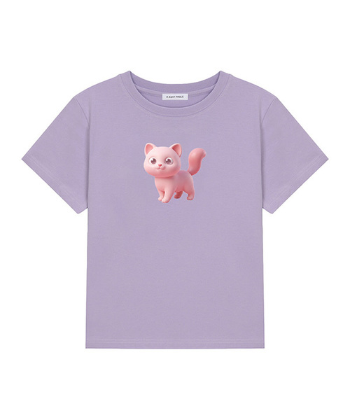 ARIGHTANGLE（アライトアングル）の「PINK CAT CROP TEE (3 COLOR)（Tシャツ/カットソー・レディース・スカイブルー/パープル/レッド・FREE）」の2枚目の写真