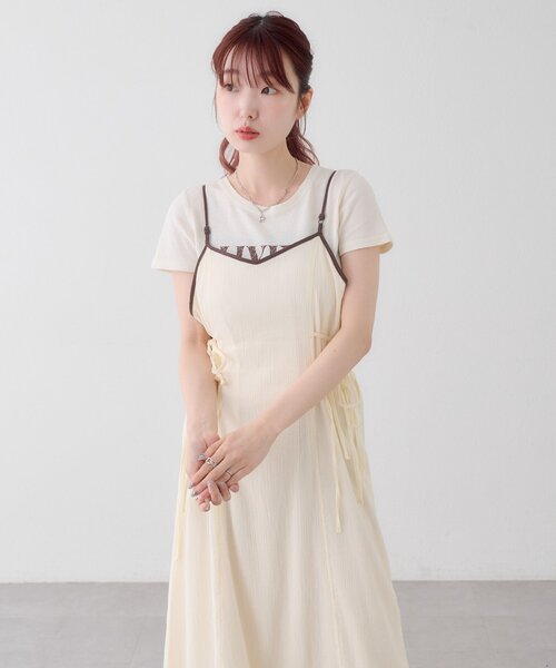 Kastane(カスタネ)の「【WEB先行/2サイズ展開/無地&チェック/WEB限定カラー】サイドリボンキャミワンピース(ワンピース・レディース・ホワイト系その他/ブラック/アイボリー/ブラック系その他・0/1)」の20枚目の写真