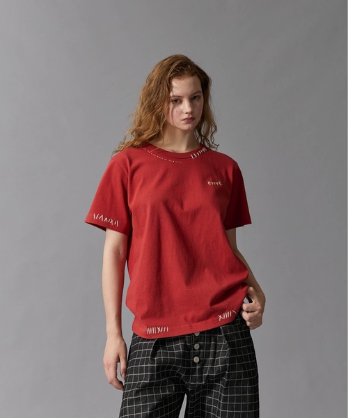 CIVVY.（シヴィ―）の「Hand Stitch T-Shirt - ハンドステッチTシャツ -（Tシャツ/カットソー・メンズ・レッド/アイボリー/ネイビー・MEDIUM/LARGE）」の18枚目の写真