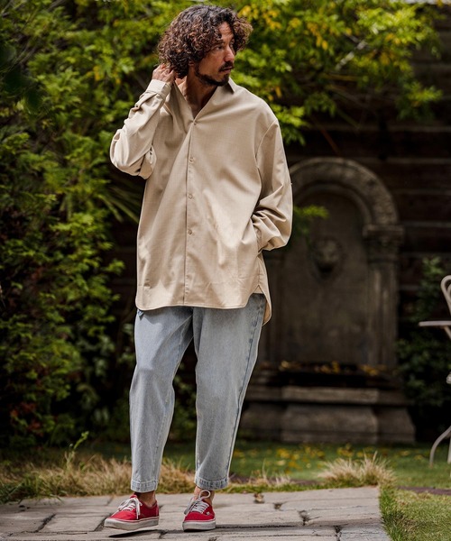 CAMBIO(カンビオ)の「ms6538-Slub Yarn Monogram Shirts セミロングシャツ(A72026cmb)(シャツ/ブラウス・メンズ・グレー/ブラック/ベージュ・L/M/S)」の12枚目の写真