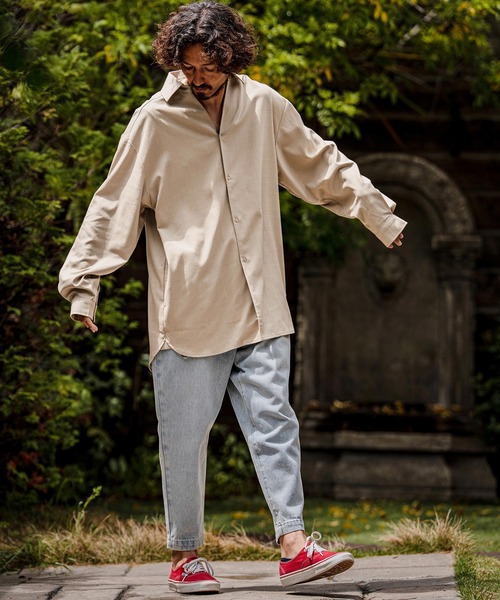 CAMBIO(カンビオ)の「ms6538-Slub Yarn Monogram Shirts セミロングシャツ(A72026cmb)(シャツ/ブラウス・メンズ・グレー/ブラック/ベージュ・L/M/S)」の13枚目の写真