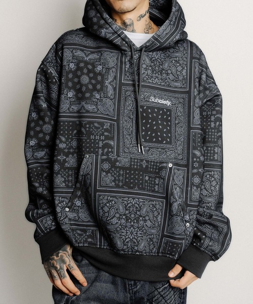 未使用級✨Subciety/サブサエティ ピーコート ダークグレー 総柄 L ブランド古着】プルオーバーパーカー（パーカー）｜Subciety