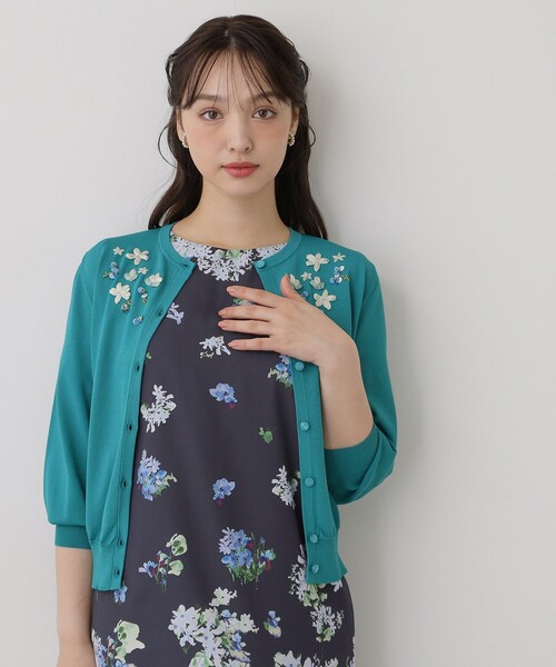Sunauna（スーナウーナ）の「【SS～Lサイズ展開／スパンコール・ビジュー・刺繍】クラフトカーディガン（カーディガン/ボレロ・レディース・ネイビー/グリーン系/ホワイト・38/34/40）」の12枚目の写真