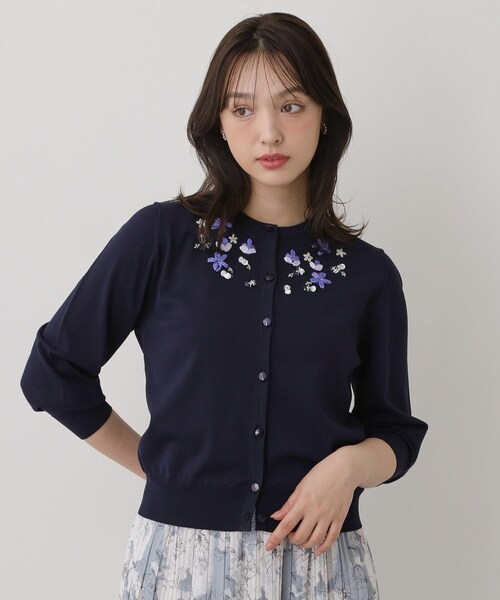 Sunauna（スーナウーナ）の「【SS～Lサイズ展開／スパンコール・ビジュー・刺繍】クラフトカーディガン（カーディガン/ボレロ・レディース・ネイビー/グリーン系/ホワイト・38/34/40）」の18枚目の写真