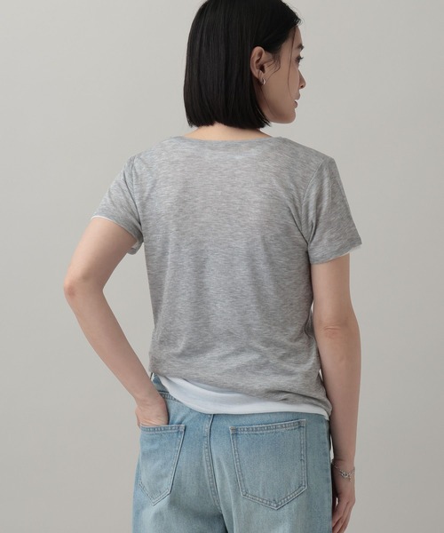 A part by(アパートバイ)の「ソフトシアーTシャツ(Tシャツ/カットソー・レディース・ブラック/ライトイエロー/オフホワイト/グレー系その他2・FREE)」の8枚目の写真