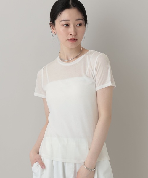 A part by(アパートバイ)の「ソフトシアーTシャツ(Tシャツ/カットソー・レディース・ブラック/ライトイエロー/オフホワイト/グレー系その他2・FREE)」の12枚目の写真
