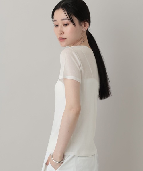 A part by(アパートバイ)の「ソフトシアーTシャツ(Tシャツ/カットソー・レディース・ブラック/ライトイエロー/オフホワイト/グレー系その他2・FREE)」の13枚目の写真