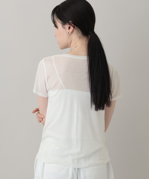 A part by(アパートバイ)の「ソフトシアーTシャツ(Tシャツ/カットソー・レディース・ブラック/ライトイエロー/オフホワイト/グレー系その他2・FREE)」の14枚目の写真