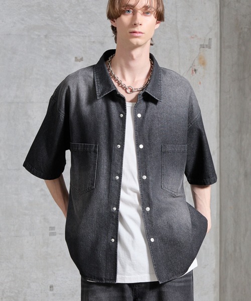 SERACE(セラス)の「【SERACE】Vintage make short sleeve denim shirt / ヴィンテージメイク半袖デニムシャツ(シャツ/ブラウス・メンズ・インディゴブルー/ブラック・S/M/L)」の18枚目の写真