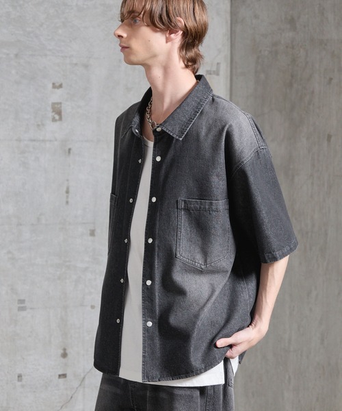 SERACE(セラス)の「【SERACE】Vintage make short sleeve denim shirt / ヴィンテージメイク半袖デニムシャツ(シャツ/ブラウス・メンズ・インディゴブルー/ブラック・S/M/L)」の19枚目の写真