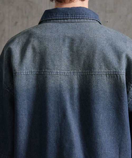 SERACE(セラス)の「【SERACE】Vintage make short sleeve denim shirt / ヴィンテージメイク半袖デニムシャツ(シャツ/ブラウス・メンズ・インディゴブルー/ブラック・S/M/L)」の3枚目の写真