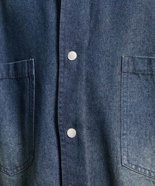 SERACE(セラス)の「【SERACE】Vintage make short sleeve denim shirt / ヴィンテージメイク半袖デニムシャツ(シャツ/ブラウス・メンズ・インディゴブルー/ブラック・S/M/L)」の4枚目の写真