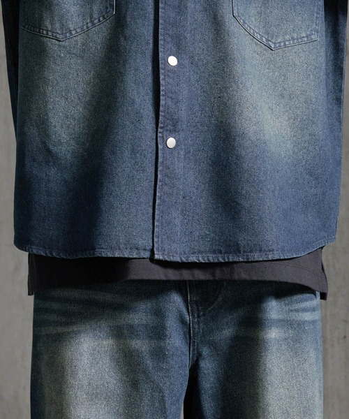 SERACE(セラス)の「【SERACE】Vintage make short sleeve denim shirt / ヴィンテージメイク半袖デニムシャツ(シャツ/ブラウス・メンズ・インディゴブルー/ブラック・S/M/L)」の6枚目の写真