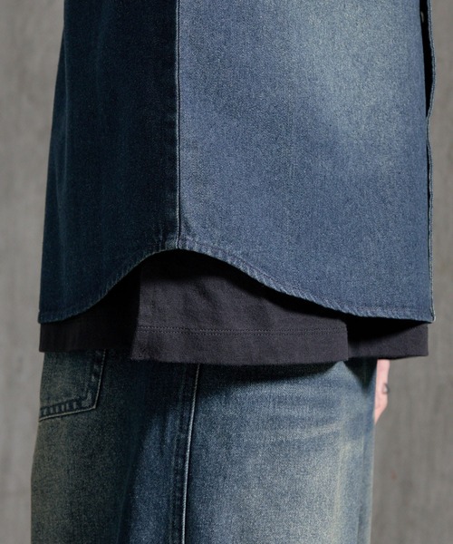 SERACE(セラス)の「【SERACE】Vintage make short sleeve denim shirt / ヴィンテージメイク半袖デニムシャツ(シャツ/ブラウス・メンズ・インディゴブルー/ブラック・S/M/L)」の7枚目の写真