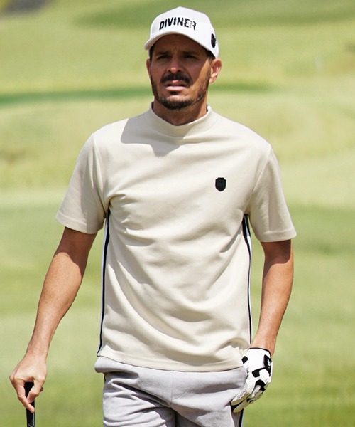 DIVINER GOLF(ディバイナー ゴルフ)の「【DIVINER GOLF】フェイクスウェード半袖モックネックTシャツ メンズ ゴルフウェア 春服 夏服(ゴルフグッズ・メンズ・ライトグレー/オフホワイト/チャコールグレー・XXL/M/L/XL)」の5枚目の写真
