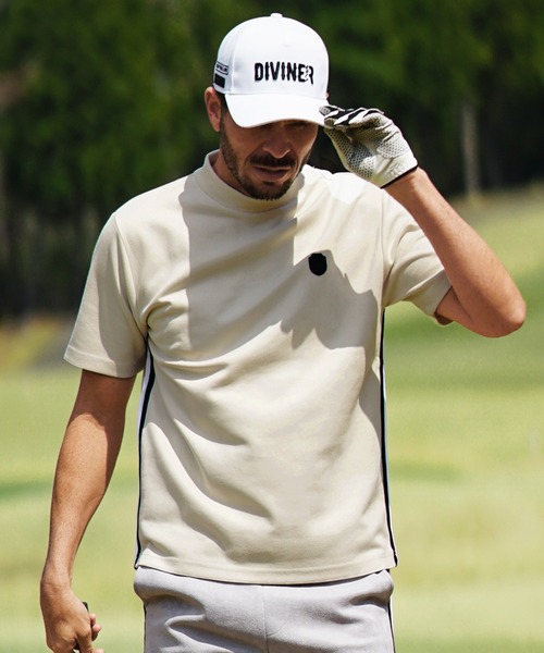 DIVINER GOLF(ディバイナー ゴルフ)の「【DIVINER GOLF】フェイクスウェード半袖モックネックTシャツ メンズ ゴルフウェア 春服 夏服(ゴルフグッズ・メンズ・ライトグレー/オフホワイト/チャコールグレー・XXL/M/L/XL)」の6枚目の写真