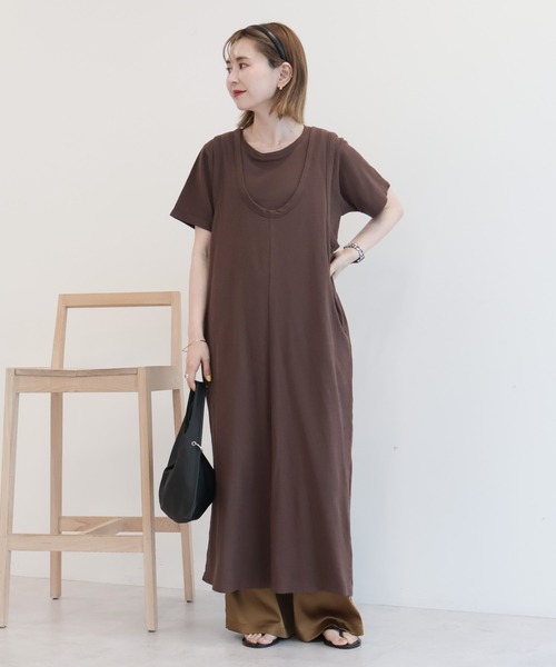 AMERICAN HOLIC(アメリカンホリック)の「【2点セット】Tシャツ+Uネックワンピース(ワンピース・レディース・ブラック/ブラウン/グリーン・L/M)」の9枚目の写真
