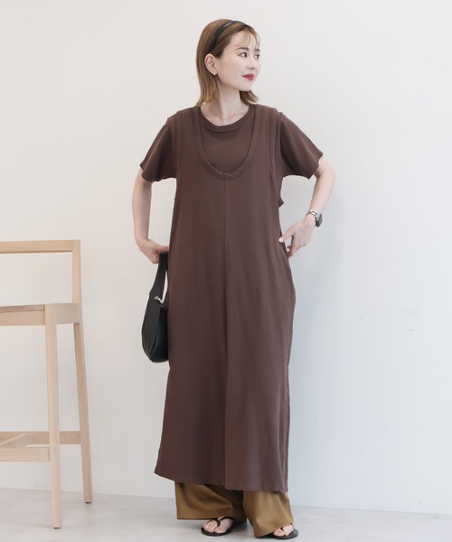 AMERICAN HOLIC(アメリカンホリック)の「【2点セット】Tシャツ+Uネックワンピース(ワンピース・レディース・ブラック/ブラウン/グリーン・L/M)」の11枚目の写真