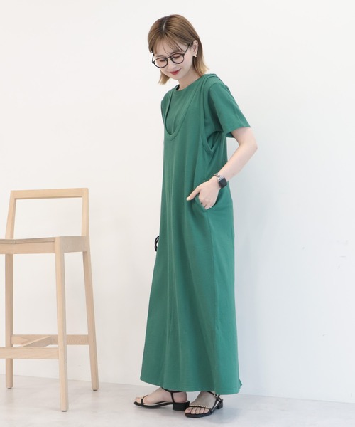 AMERICAN HOLIC(アメリカンホリック)の「【2点セット】Tシャツ+Uネックワンピース(ワンピース・レディース・ブラック/ブラウン/グリーン・L/M)」の13枚目の写真