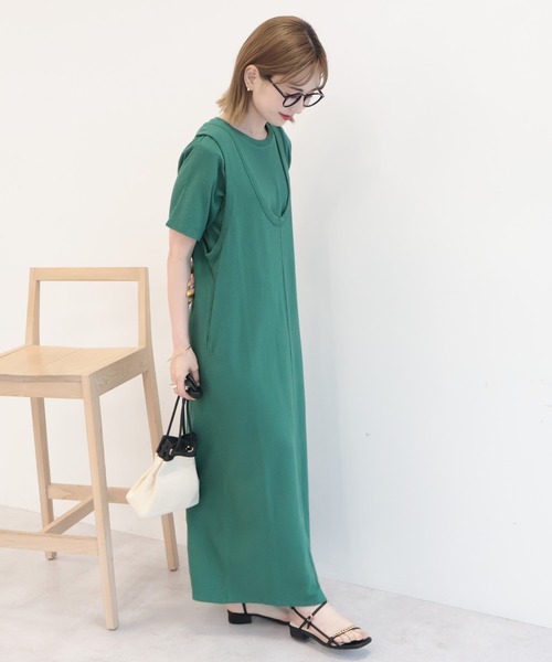 AMERICAN HOLIC(アメリカンホリック)の「【2点セット】Tシャツ+Uネックワンピース(ワンピース・レディース・ブラック/ブラウン/グリーン・L/M)」の20枚目の写真