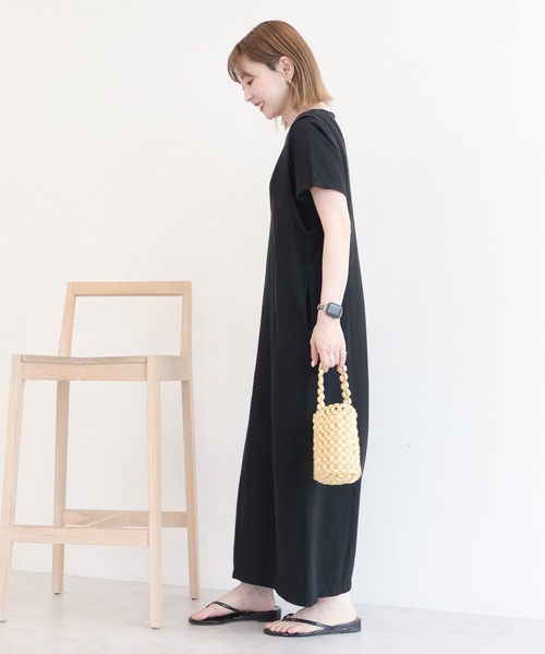 AMERICAN HOLIC(アメリカンホリック)の「【2点セット】Tシャツ+Uネックワンピース(ワンピース・レディース・ブラック/ブラウン/グリーン・L/M)」の5枚目の写真