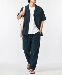 Cloudstyle（クラウドスタイル）の「【Cloudstyle】リネン セットアップ オープンカラーシャツ &ワイドスラックス  ヴィンテージ加工（セットアップ）」