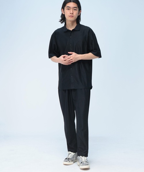 URBAN SQUARE(アーバンスクエア)の「【セットアップ】半袖 シャツ パンツ セットアップ メンズ 夏 キレイめ さらさら 軽量 ストレッチ 上下セット オフィスカジュアル(セットアップ・メンズ・ブラック/ネイビー・LL/M/L)」の15枚目の写真