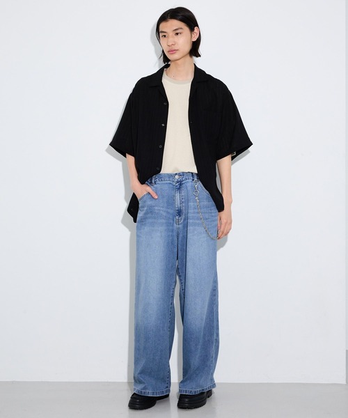 LAKOLE（ラコレ）の「ドビーストライプ半袖シャツ / 812325（シャツ/ブラウス・メンズ・サックスブルー/アイボリー/ブラック・MEDIUM/LARGE）」の9枚目の写真