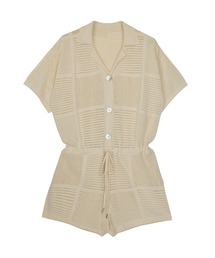 Ameri | MEDI MESH PATCHWORK KNIT ROMPERS(つなぎ/オールインワン)
