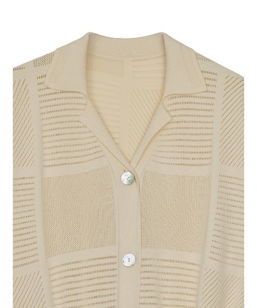 Ameri(アメリ)の「MEDI MESH PATCHWORK KNIT ROMPERS(つなぎ/オールインワン・レディース・アイボリー/グレー・MEDIUM/SMALL)」の5枚目の写真