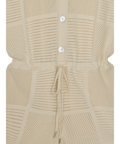 Ameri(アメリ)の「MEDI MESH PATCHWORK KNIT ROMPERS(つなぎ/オールインワン・レディース・アイボリー/グレー・MEDIUM/SMALL)」の7枚目の写真