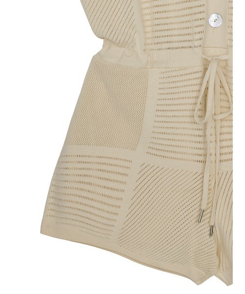 Ameri(アメリ)の「MEDI MESH PATCHWORK KNIT ROMPERS(つなぎ/オールインワン・レディース・アイボリー/グレー・MEDIUM/SMALL)」の9枚目の写真