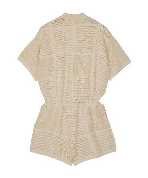 Ameri(アメリ)の「MEDI MESH PATCHWORK KNIT ROMPERS(つなぎ/オールインワン・レディース・アイボリー/グレー・MEDIUM/SMALL)」の10枚目の写真