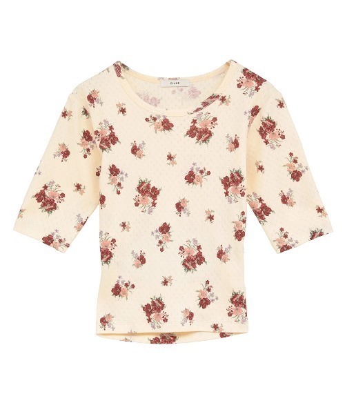CLANE（クラネ）の「CLANE/クラネ/BACK OPEN FLOWER TOPS（Tシャツ/カットソー・レディース・イエロー/レッド・1）」の2枚目の写真