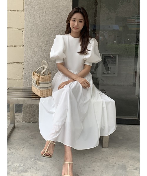 BIRTHDAY BASH(バースデイバッシュ)の「VOLUME SLEEVE DOCKING SHEER DRESS(ボリュームスリーブドッキングシアードレス)(ワンピース・レディース・ホワイト/ブラック・S/M)」の8枚目の写真