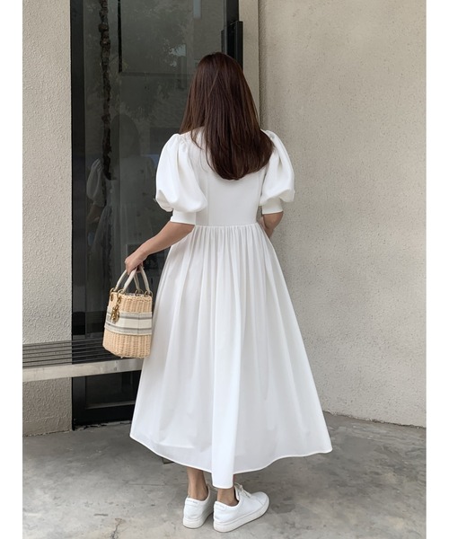 BIRTHDAY BASH(バースデイバッシュ)の「VOLUME SLEEVE DOCKING SHEER DRESS(ボリュームスリーブドッキングシアードレス)(ワンピース・レディース・ホワイト/ブラック・S/M)」の9枚目の写真
