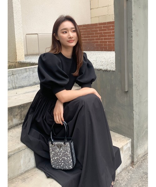 BIRTHDAY BASH(バースデイバッシュ)の「VOLUME SLEEVE DOCKING SHEER DRESS(ボリュームスリーブドッキングシアードレス)(ワンピース・レディース・ホワイト/ブラック・S/M)」の12枚目の写真