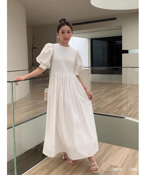 BIRTHDAY BASH(バースデイバッシュ)の「VOLUME SLEEVE DOCKING SHEER DRESS(ボリュームスリーブドッキングシアードレス)(ワンピース・レディース・ホワイト/ブラック・S/M)」の14枚目の写真