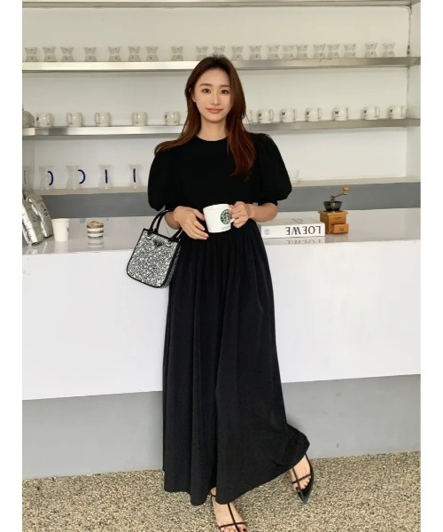 BIRTHDAY BASH(バースデイバッシュ)の「VOLUME SLEEVE DOCKING SHEER DRESS(ボリュームスリーブドッキングシアードレス)(ワンピース・レディース・ホワイト/ブラック・S/M)」の19枚目の写真