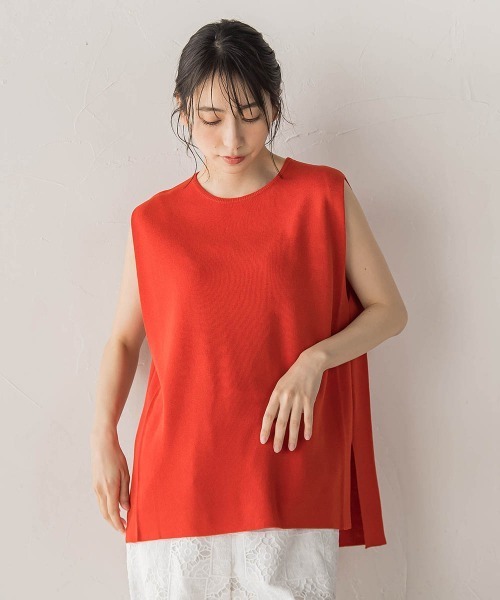 Droite lautreamont（ドロワットロートレアモン）の「ミラノリブタックニットチュニック（ニット/セーター・レディース・ベージュ/ブラック/オレンジ・M）」の3枚目の写真