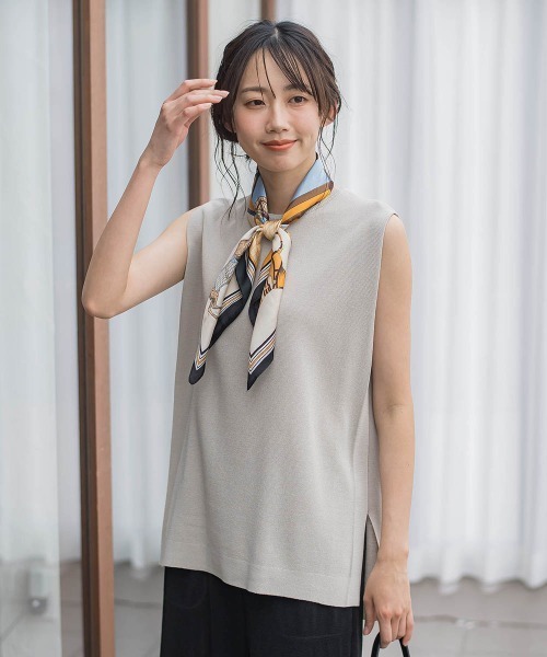 Droite lautreamont（ドロワットロートレアモン）の「ミラノリブタックニットチュニック（ニット/セーター・レディース・ベージュ/ブラック/オレンジ・M）」の4枚目の写真